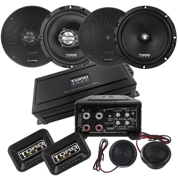 Pair of F6 + F6K - 6.5" Coaxial & Component Speakers + MRX4 Micro Amp | 80w x 4 RMS