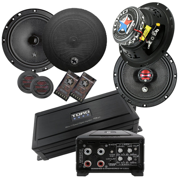 Pair of HX6 + HK6 - 6.5" Coaxial & Component Speakers + MRX4 Micro Amp | 80w x 4 RMS