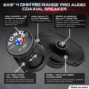 PM69X | 6x9" 4 Ohm Mid-Range Pro Audio Coaxial Speaker - 140 Watts RMS