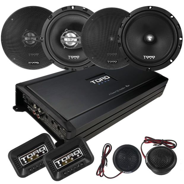 Pair of F6 + F6K - 6.5" Coaxial & Component Speakers + RX4 Amplifier | 65w x 4 RMS