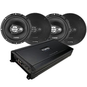 Two Pair of F6 - 6.5" 3-Way Coaxial Speakers + RX4 Amplifier | 65w x 4 RMS