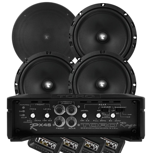Two Pair of F6K - 6.5" Component Speakers + RX4S Amplifier | 80w x 4 RMS