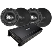 Two Pair of F6 - 6.5" 3-Way Coaxial Speakers + RX4S Amplifier | 80w x 4 RMS